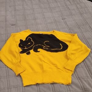 Tucker + Tate Mustard Yellow Cat Graphic Sweater Size M!